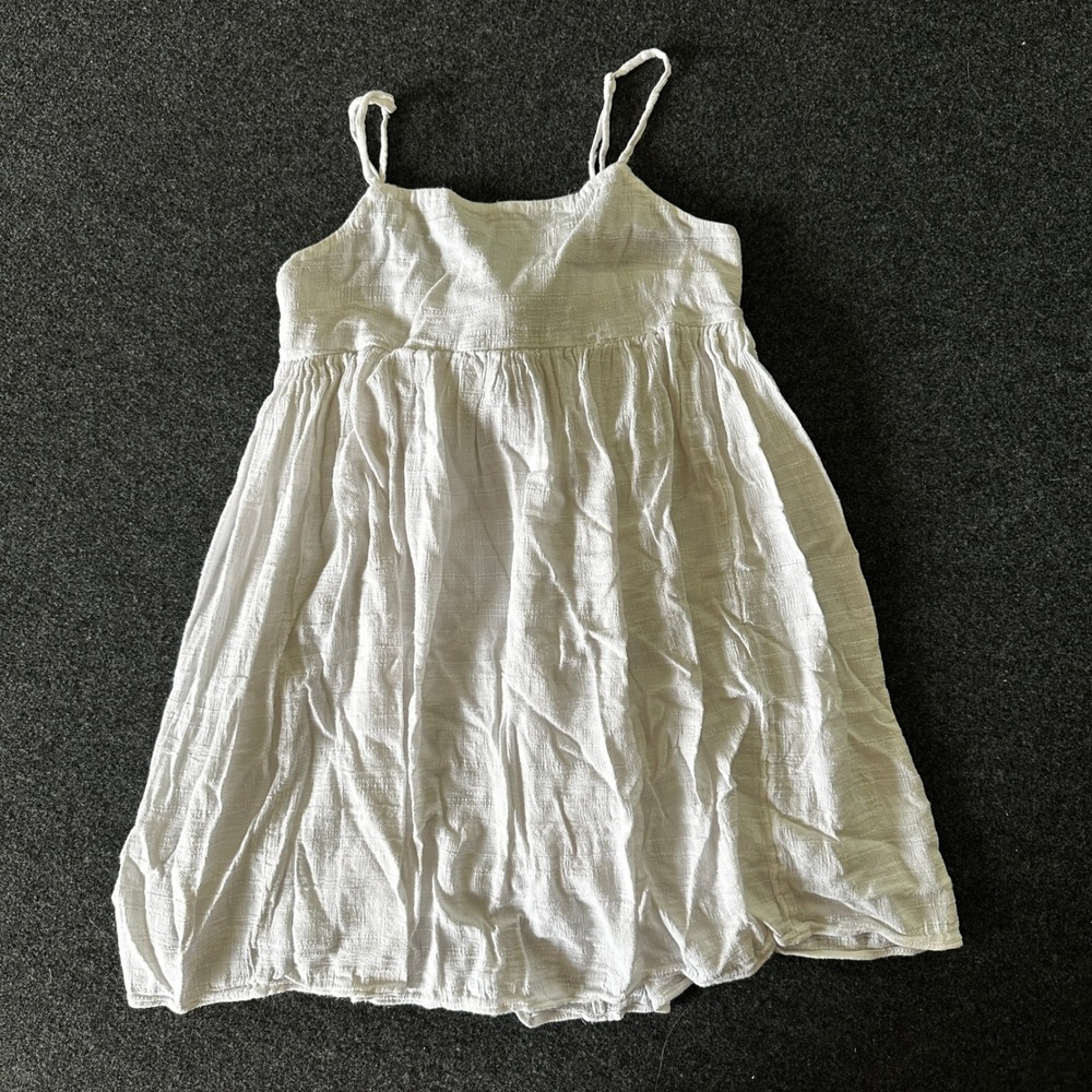 American Eagle White Textured Tie Back Mini Babydoll Dress XS Boho Flowy